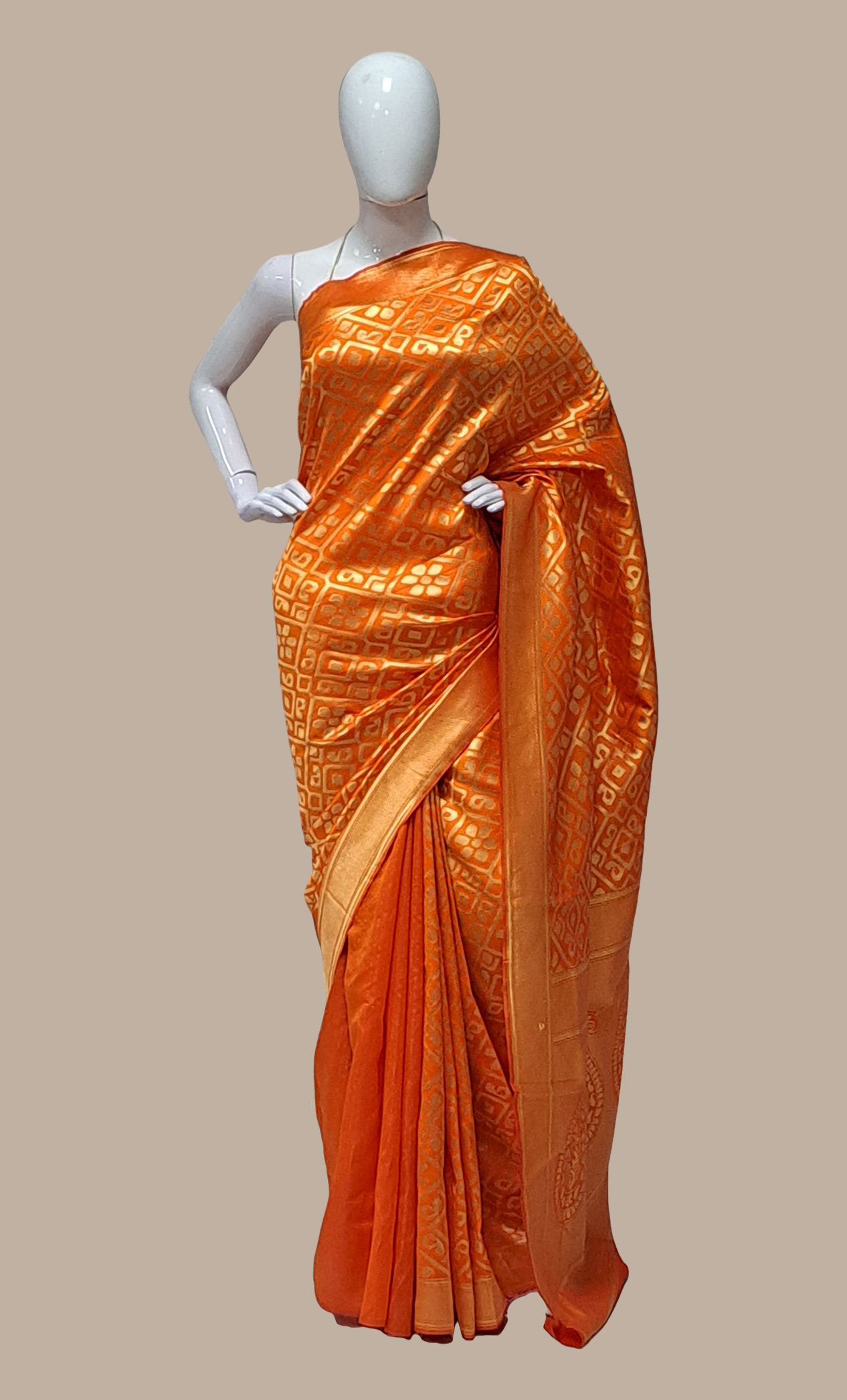 Orange Woven Art Silk Sari
