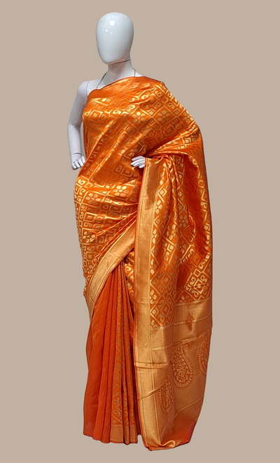 Orange Woven Art Silk Sari