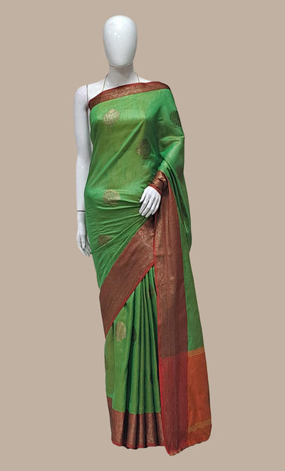 Spring Green Woven Cotton Sari