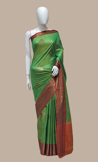 Spring Green Woven Cotton Sari