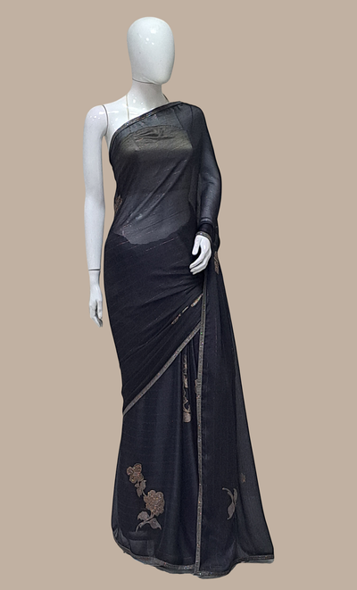 Black Embroidered Sari