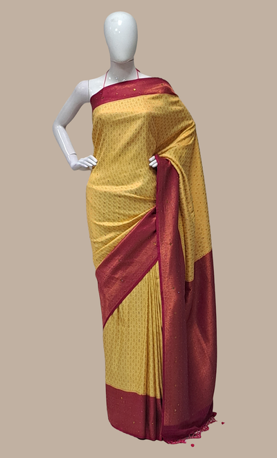 Deep Mustard Stonework Art Silk Sari