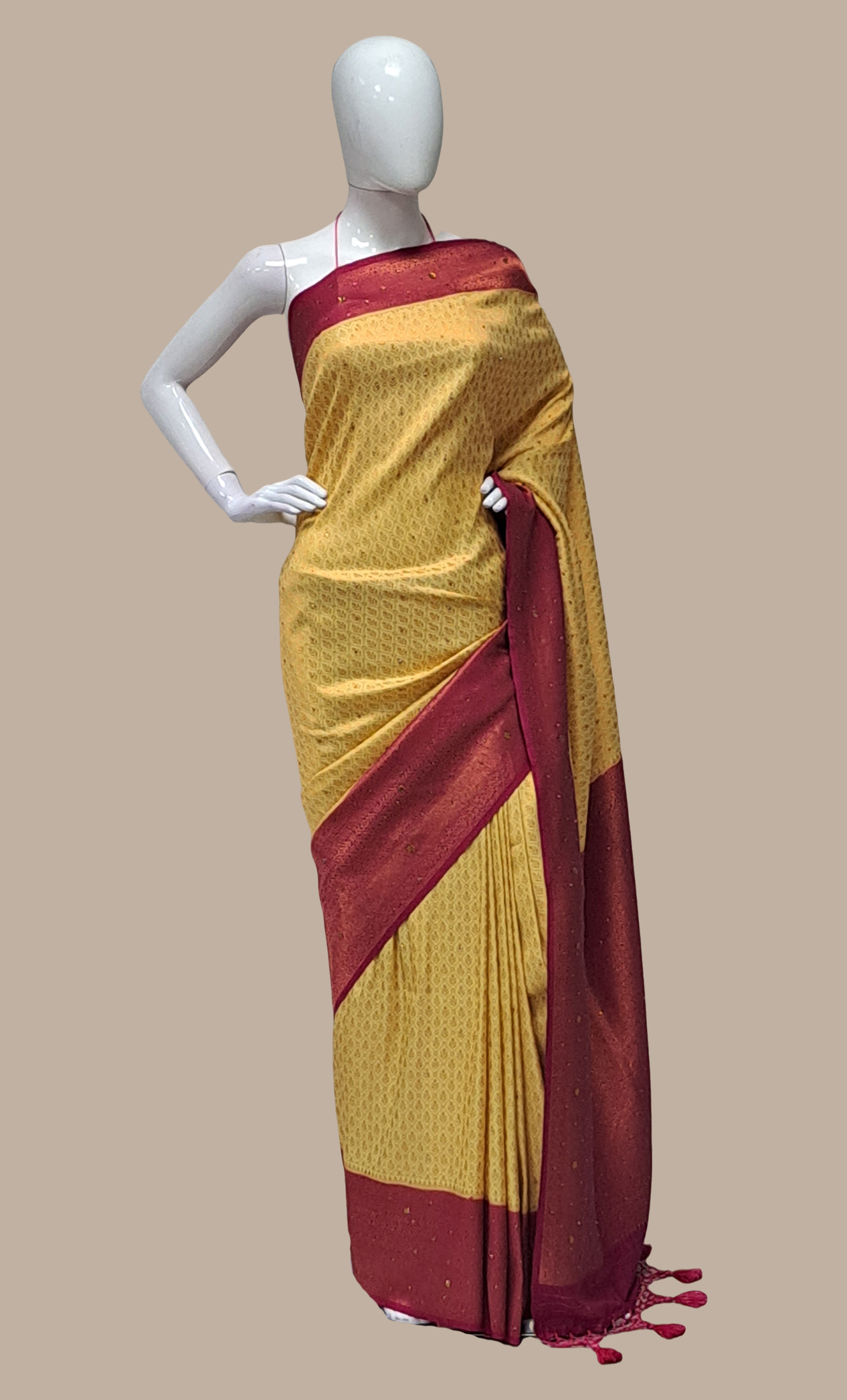 Deep Mustard Stonework Art Silk Sari