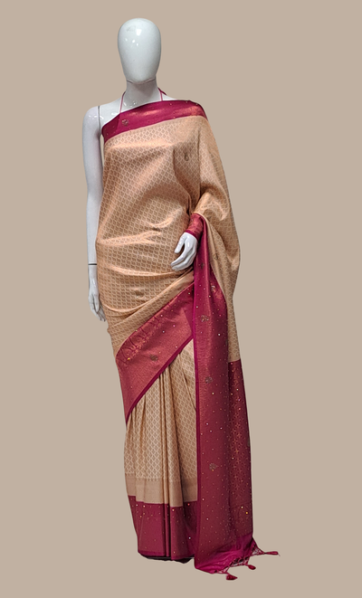 Cerise Woven Art Silk Sari