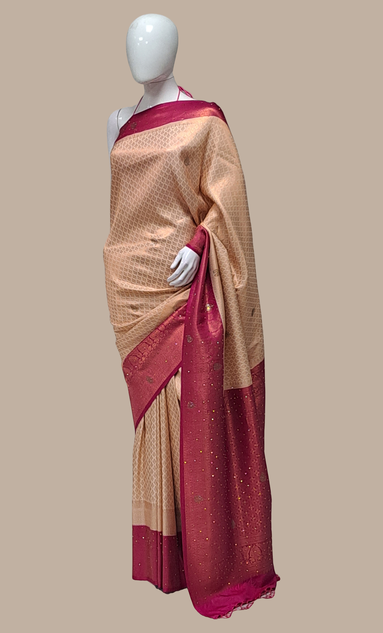 Cerise Woven Art Silk Sari