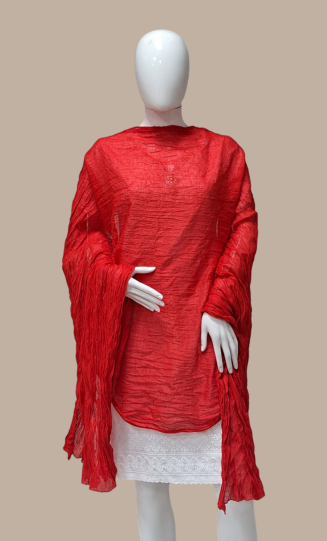 Rose Red Crushed Dupatta