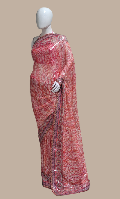 Fuscia Sequin Embroidered Sari