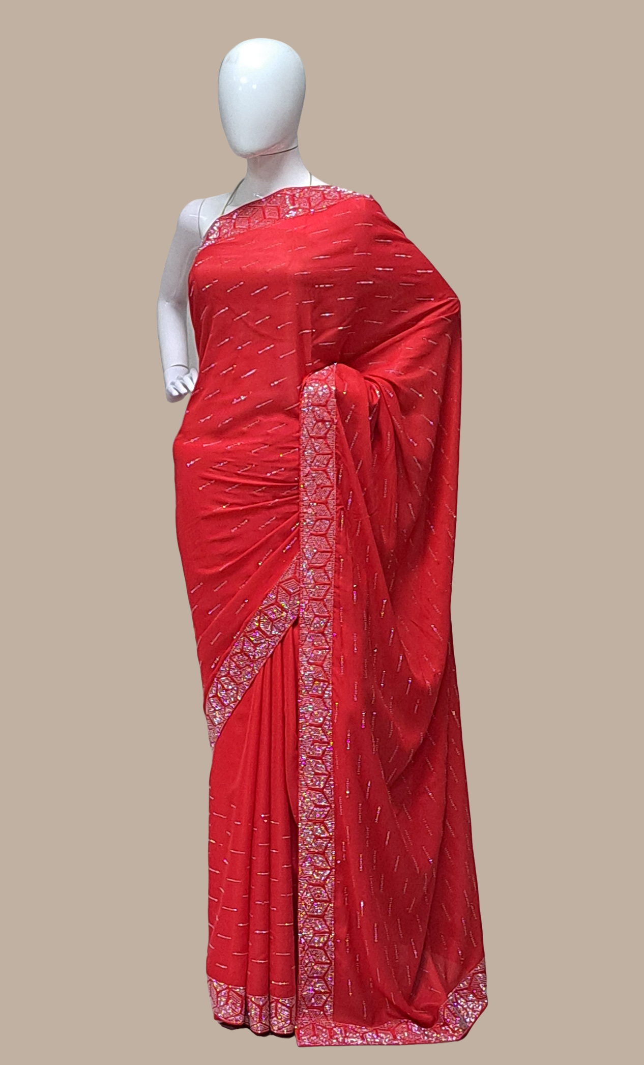 Spicy Red Embroidered Sari