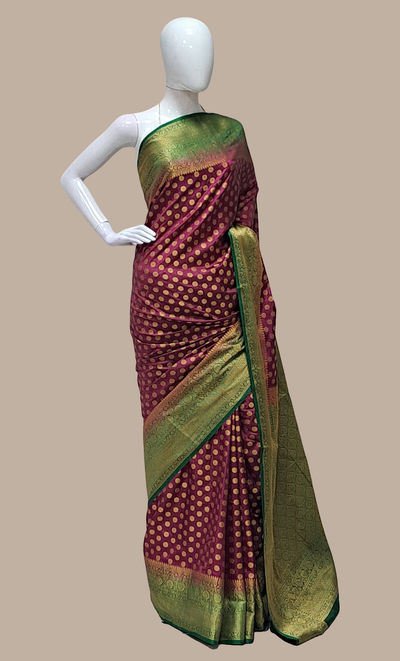 Deep Plum Woven Art Silk Sari