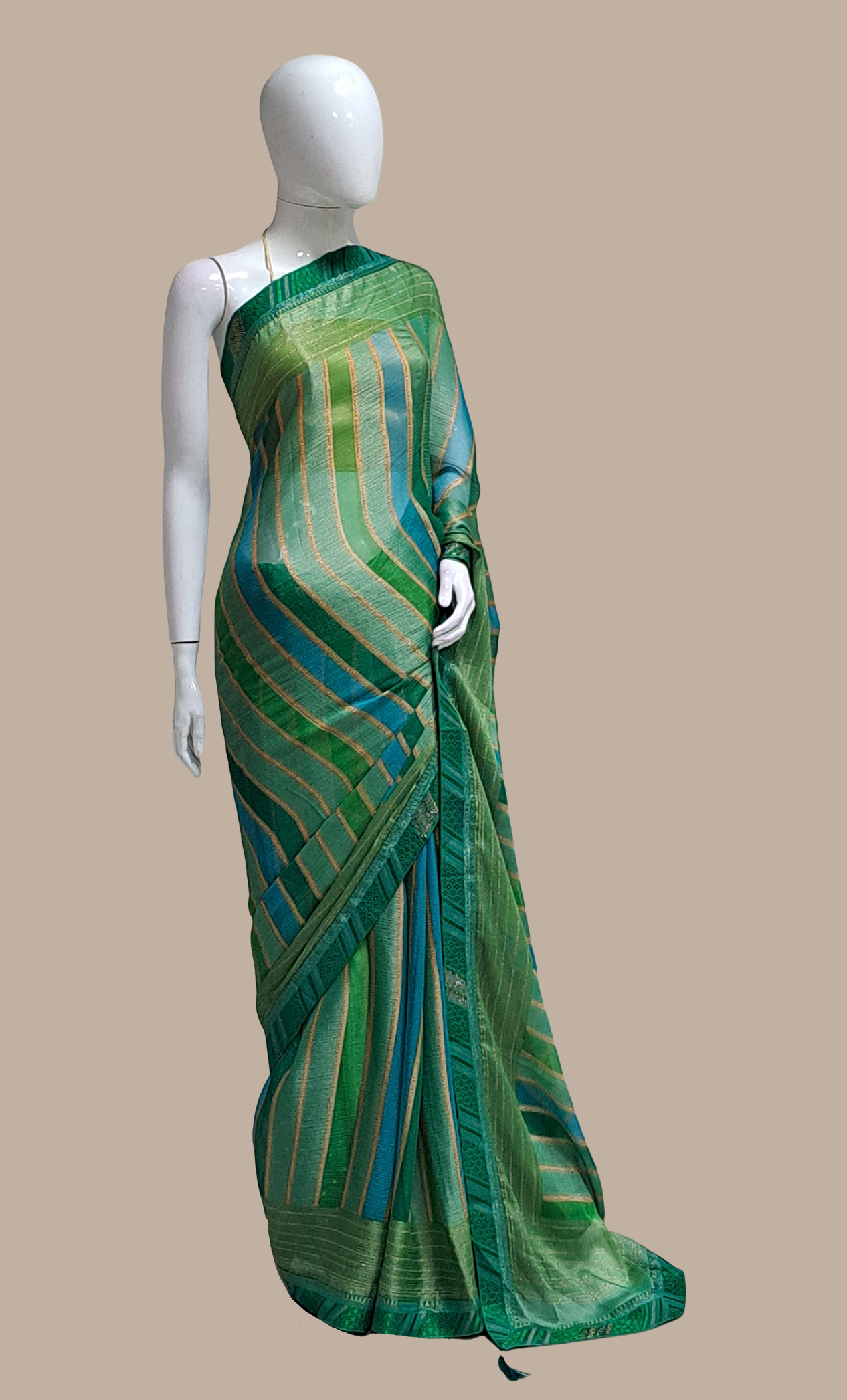 Deep Green Embroidered Sari