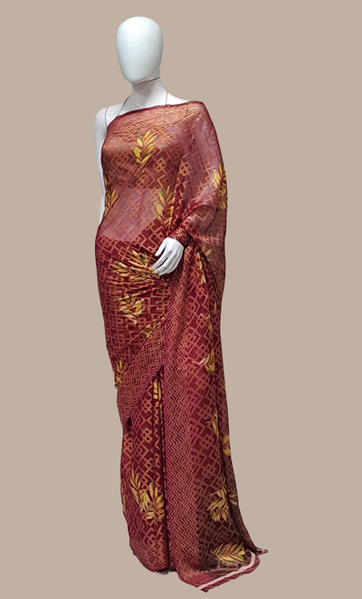 Deep Magenta Woven Sari
