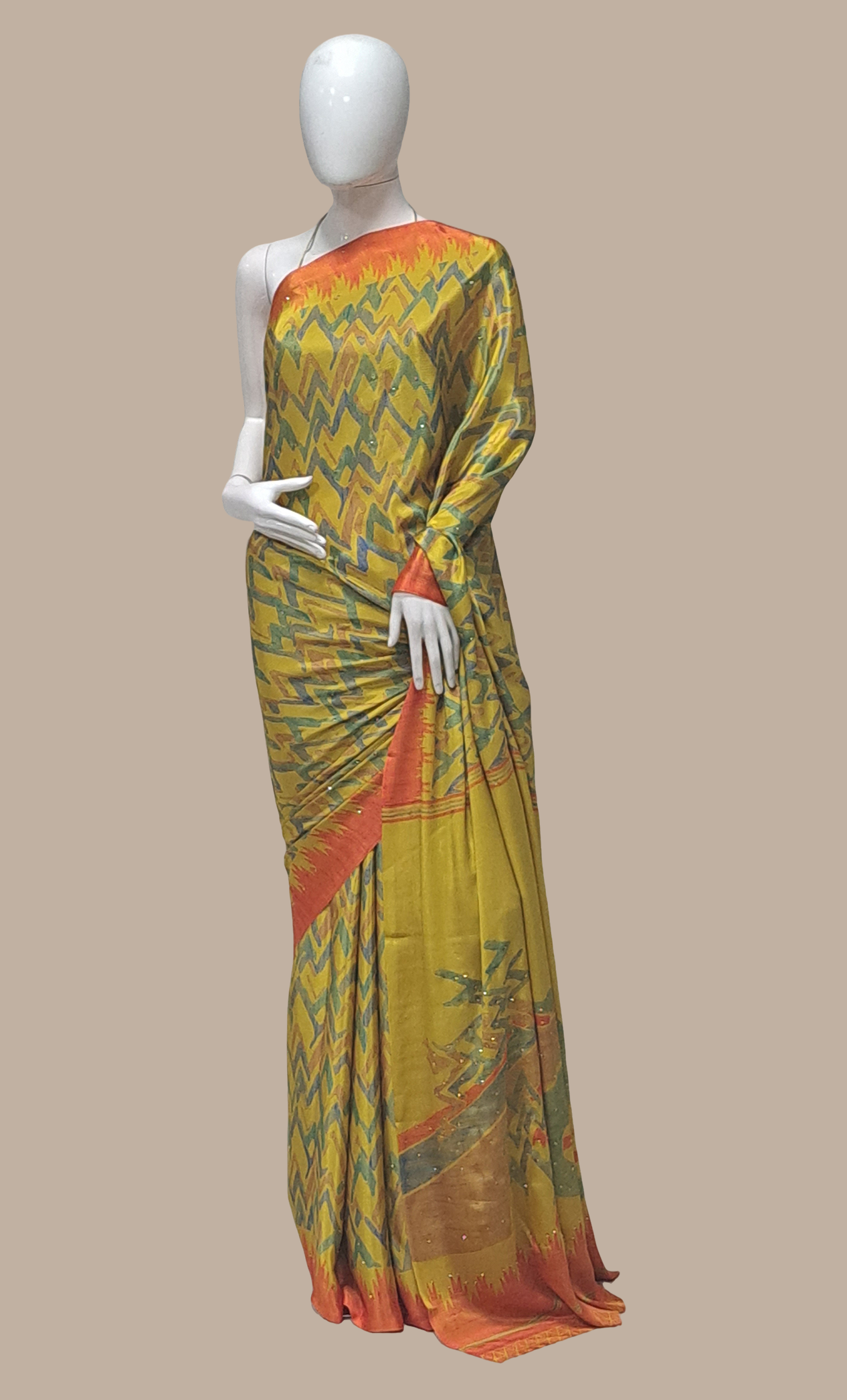 Mustard Printed Sari