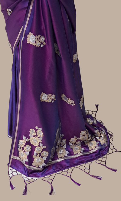 Deep Purple Woven Art Silk Sari