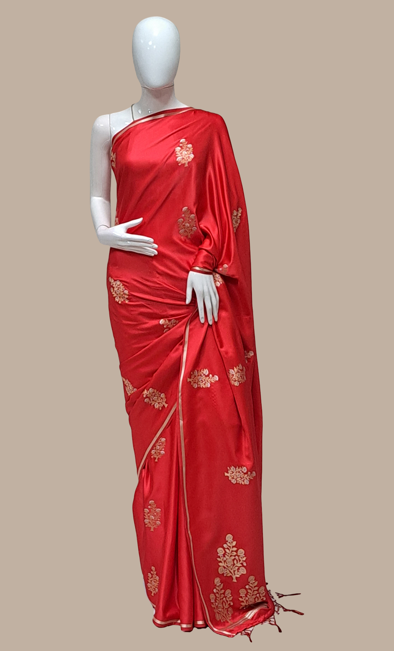 Red Woven Art Silk Sari