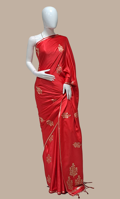 Red Woven Art Silk Sari