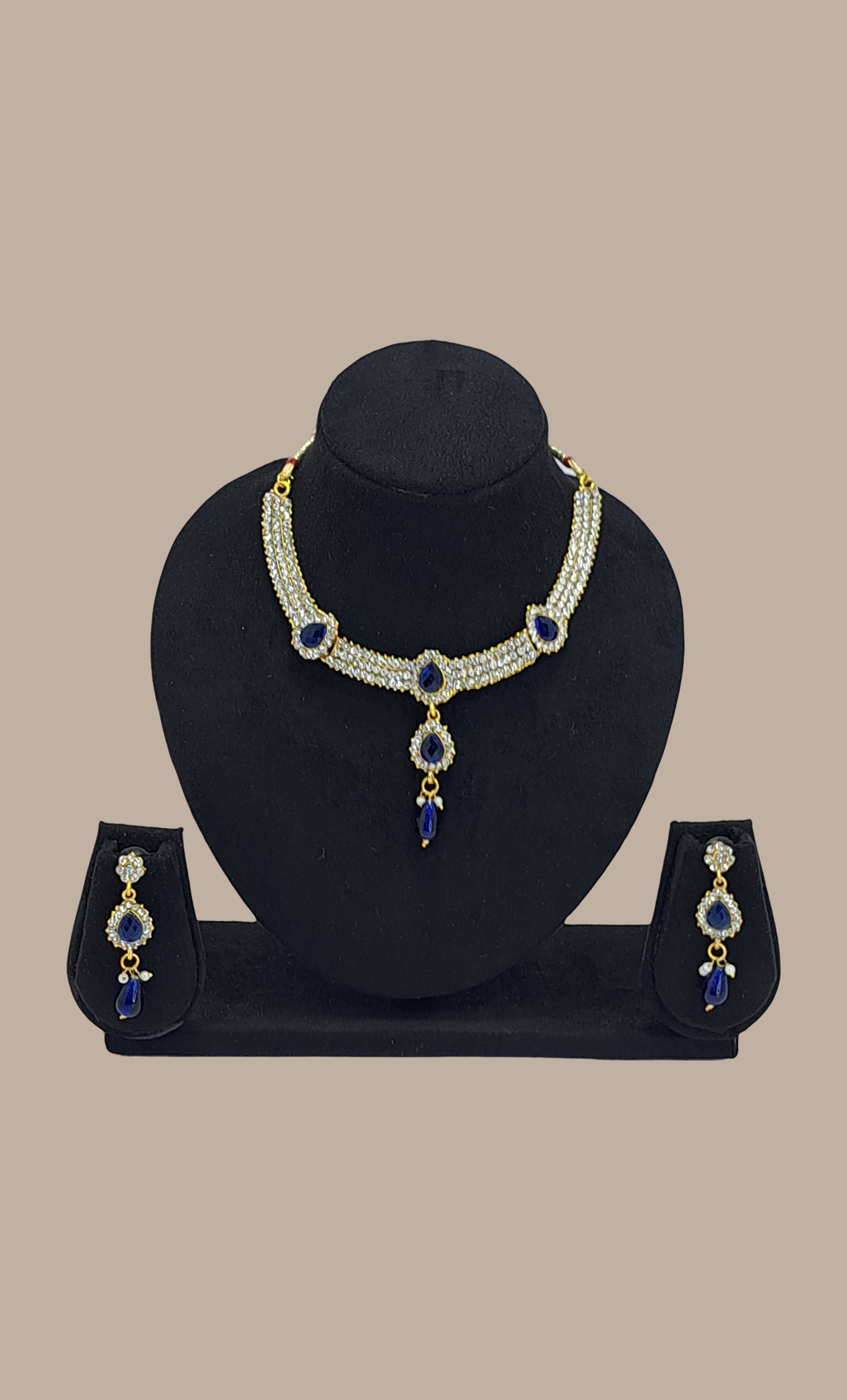 Deep Blue Stonework Necklace Set