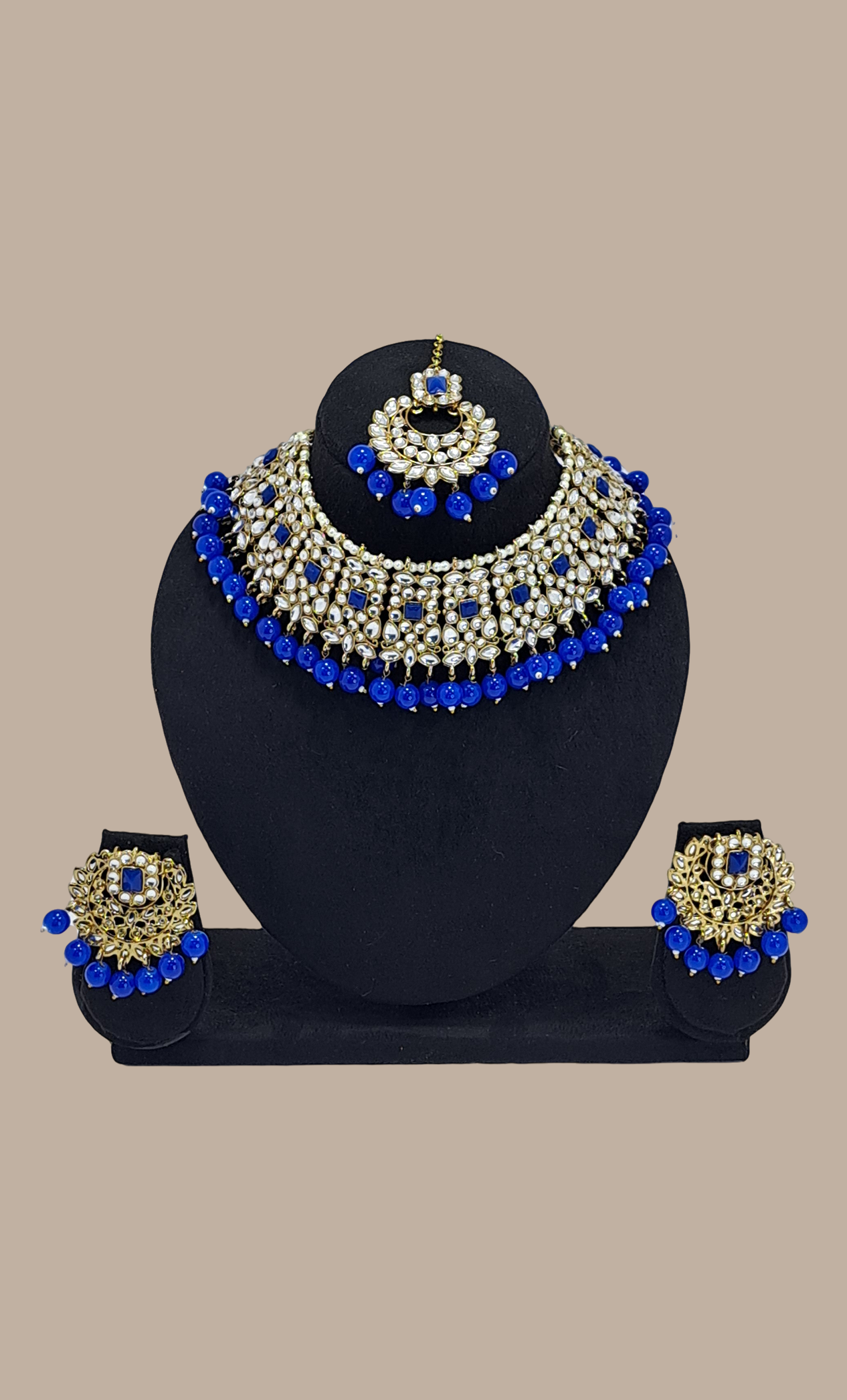 Royal Blue Beadwork Necklace Set