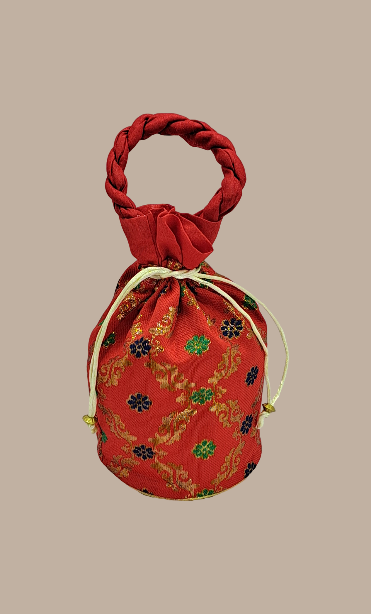 Deep Red Embroidered Pouch Bag