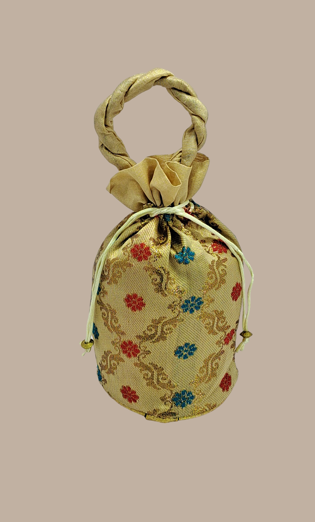 Bronze Embroidered Pouch Bag