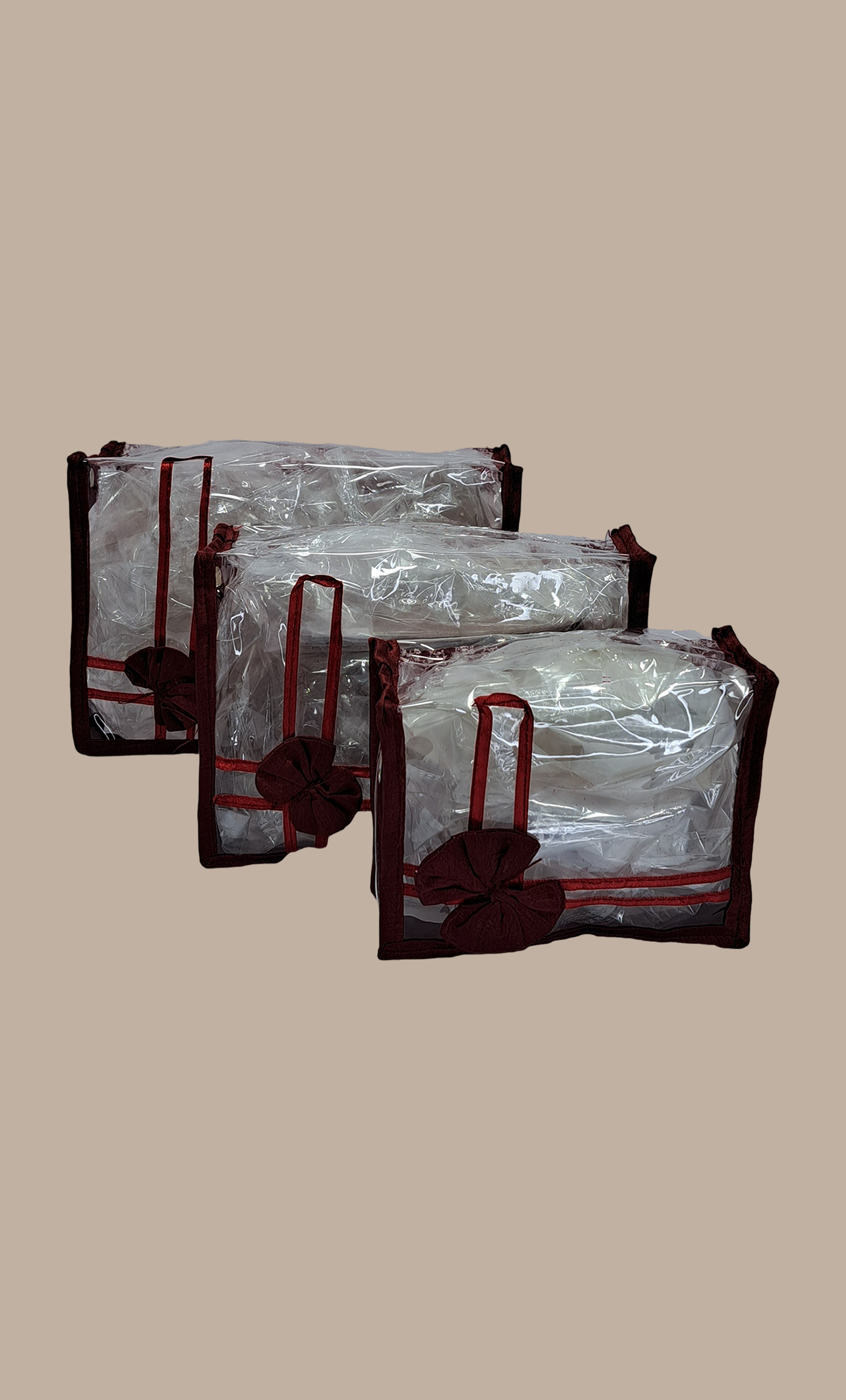 Dark Maroon 3 Piece Cosmetic Pouch