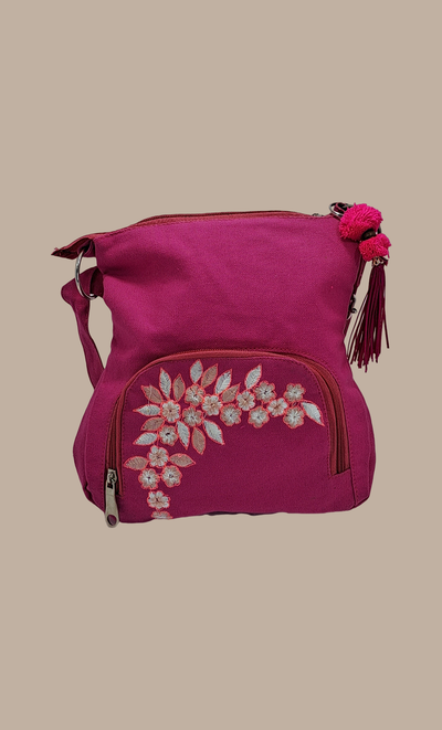 Deep Mink Embroidered Sling Bag