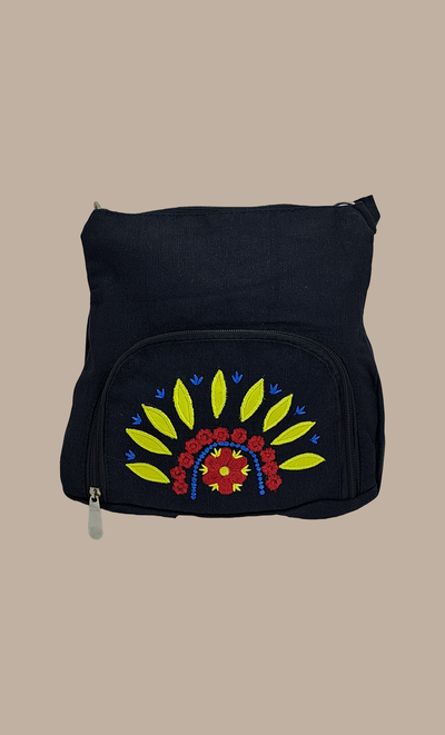 Black Embroidered Sling Bag