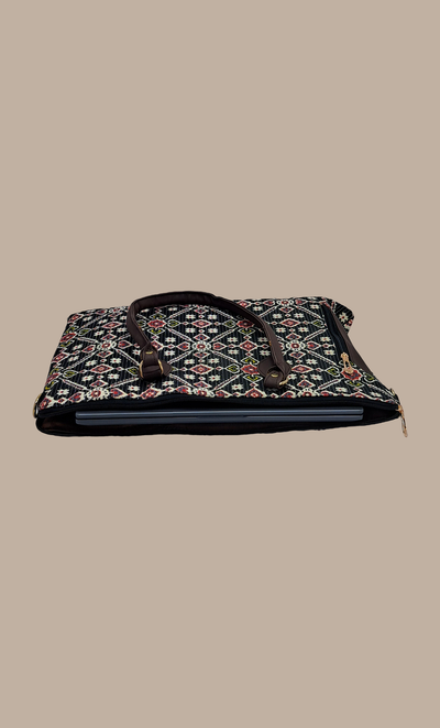 Black Printed Lap Top Bag