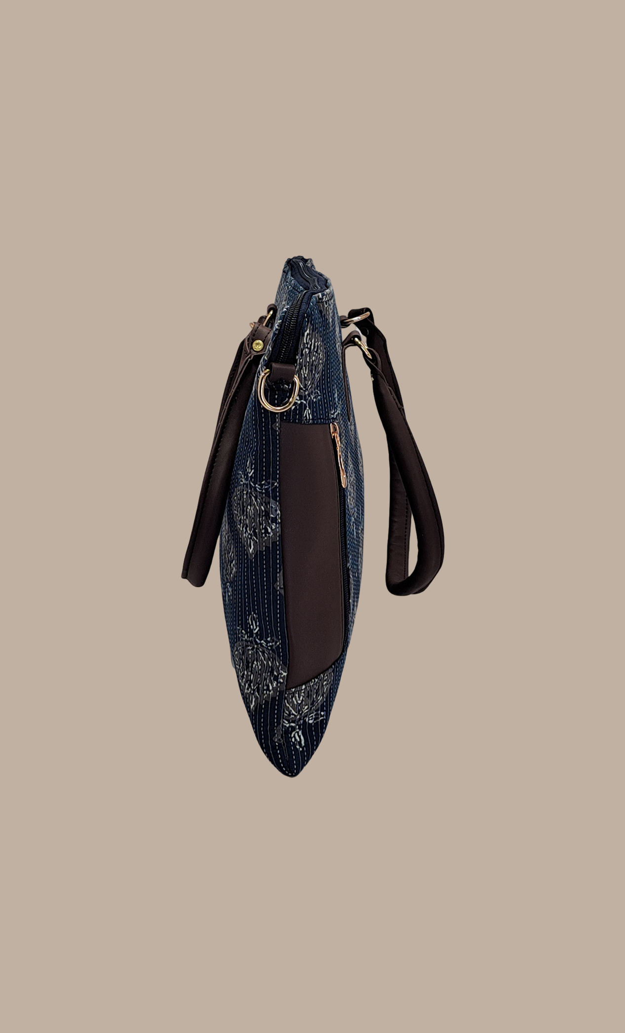 Navy Printed Lap Top Bag