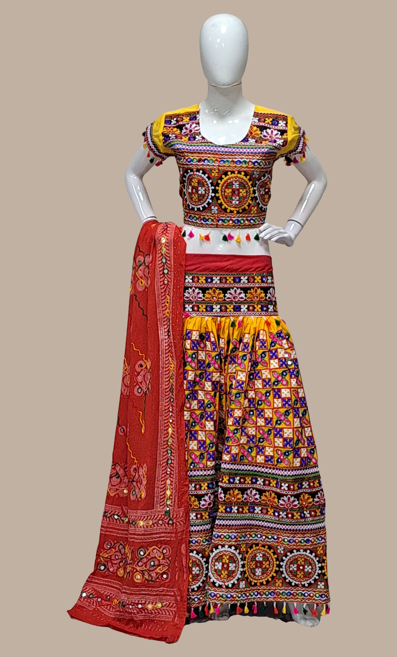 Canary Yellow Rajasthani Embroidered Choli Set