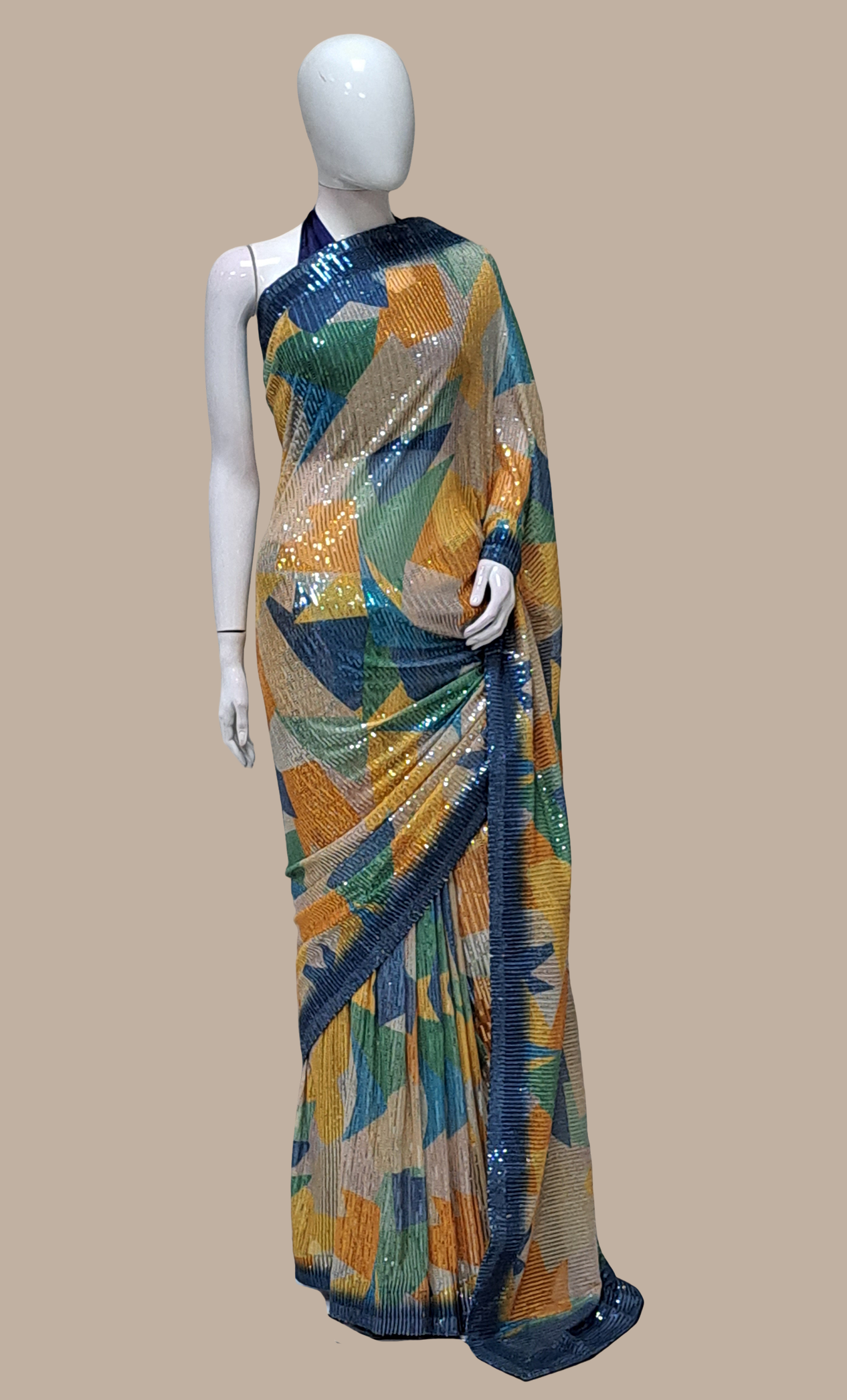 Multi-Colour Sequin Embroidered Sari