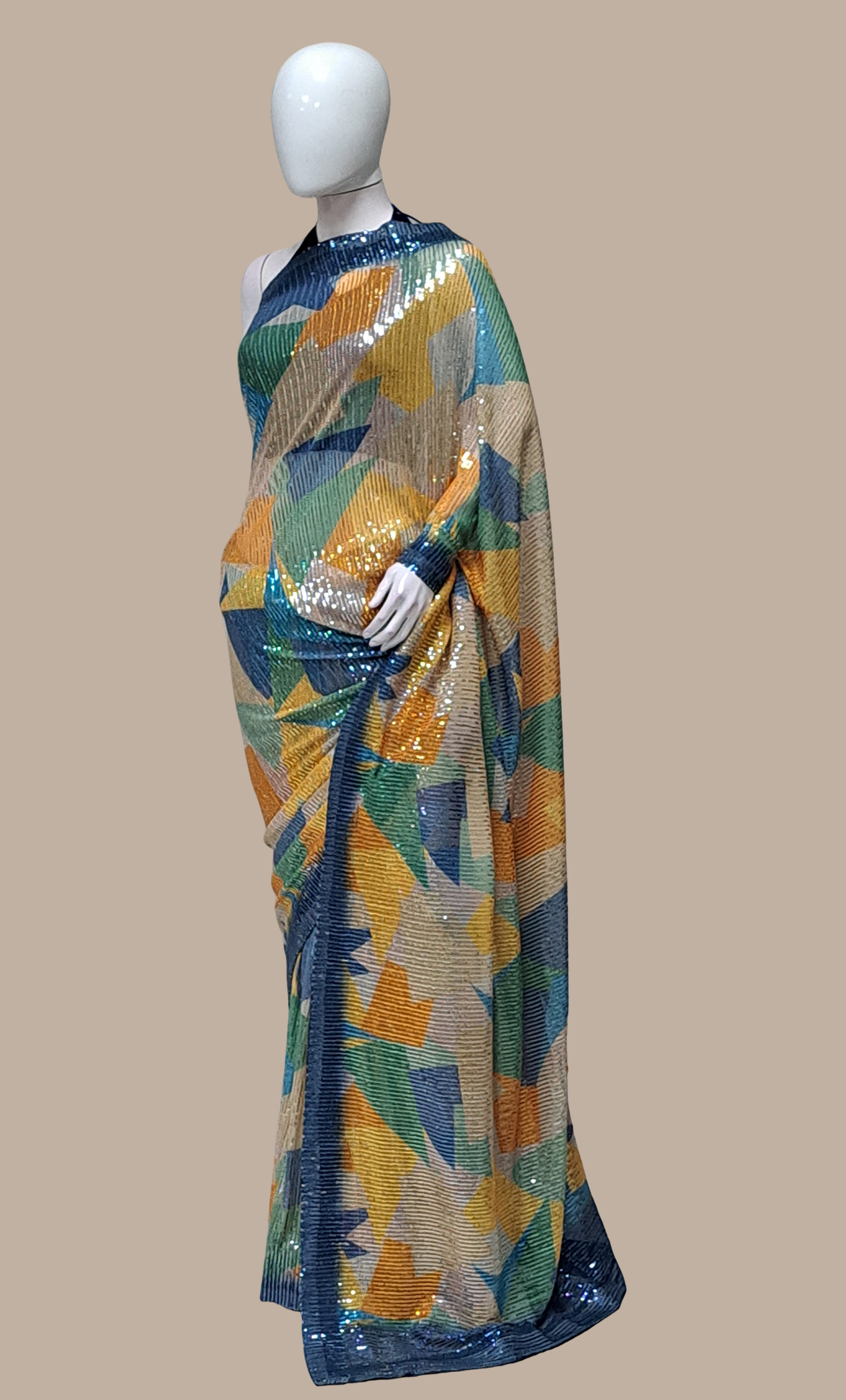 Multi-Colour Sequin Embroidered Sari