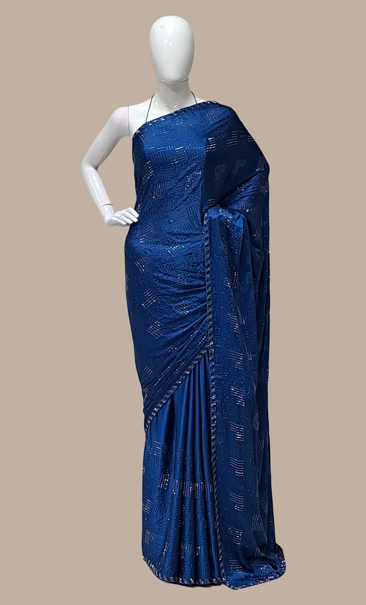 Indigo Blue Stonework Embroidered Sari