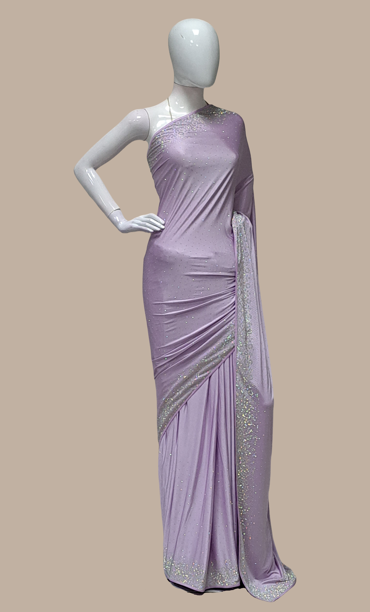 Lilac Stonework Embroidered Sari