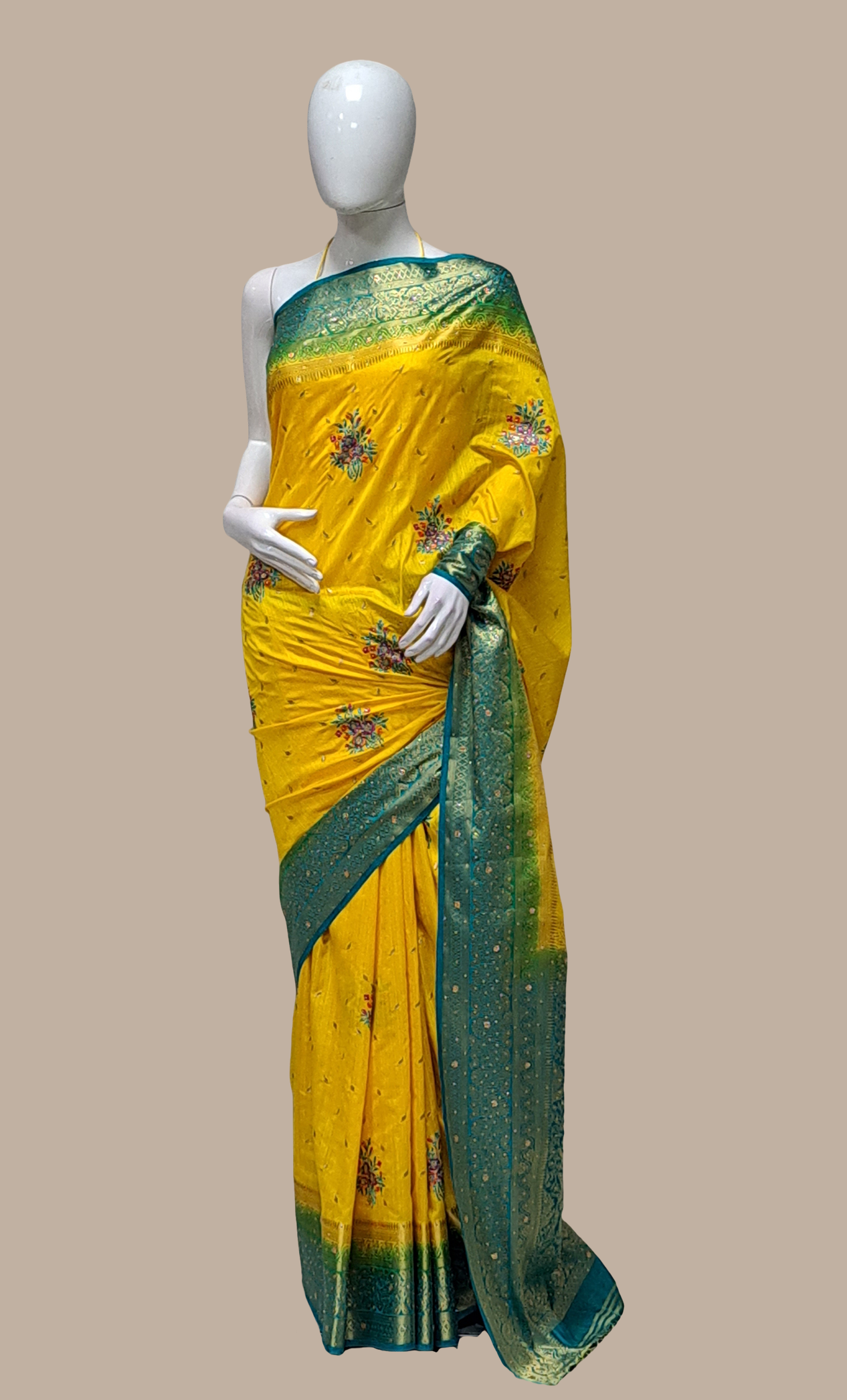 Canary Yellow Woven Art Silk Sari