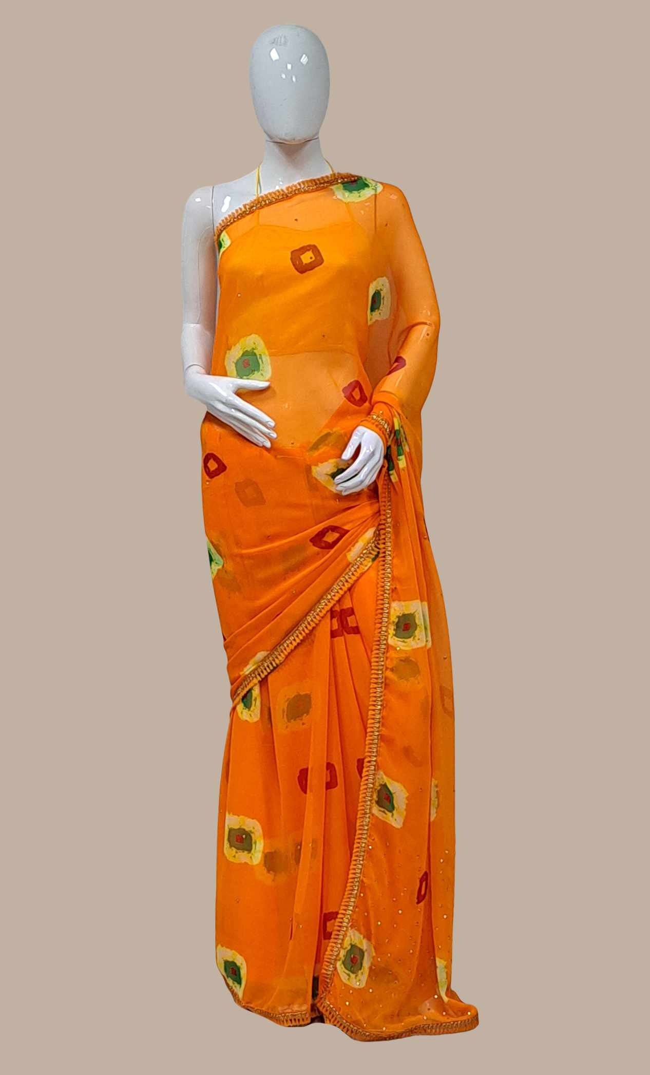 Egg Yellow Bandhani Printed Sari