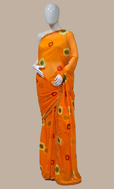 Egg Yellow Bandhani Printed Sari