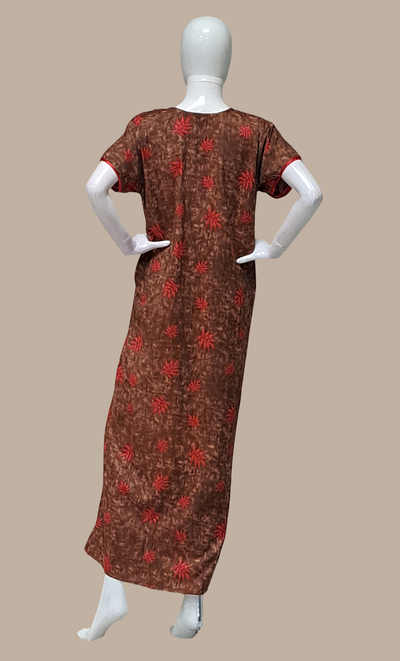 Deep Brown Printed Kaftan