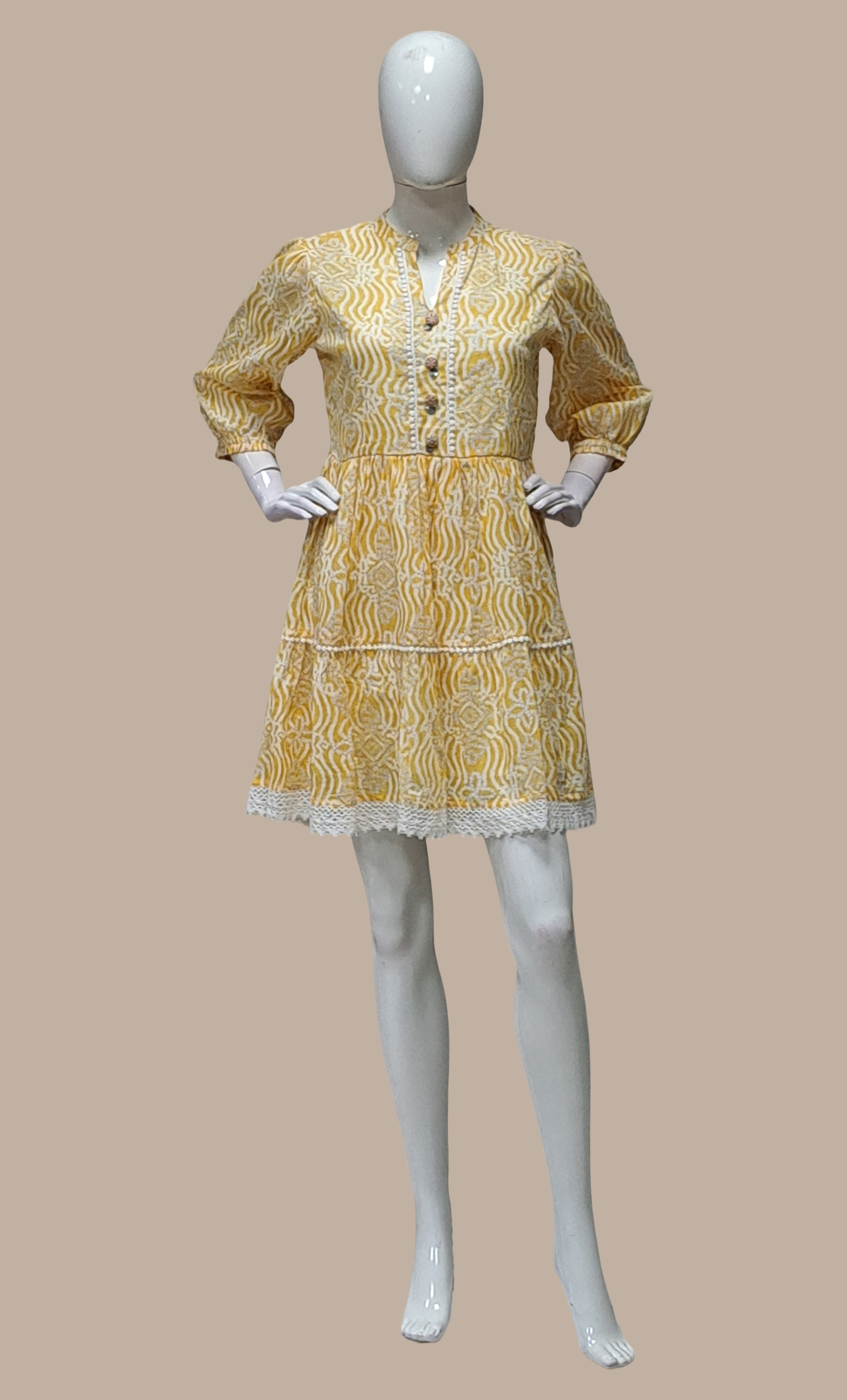 Deep Lemon Printed Kurti Dress