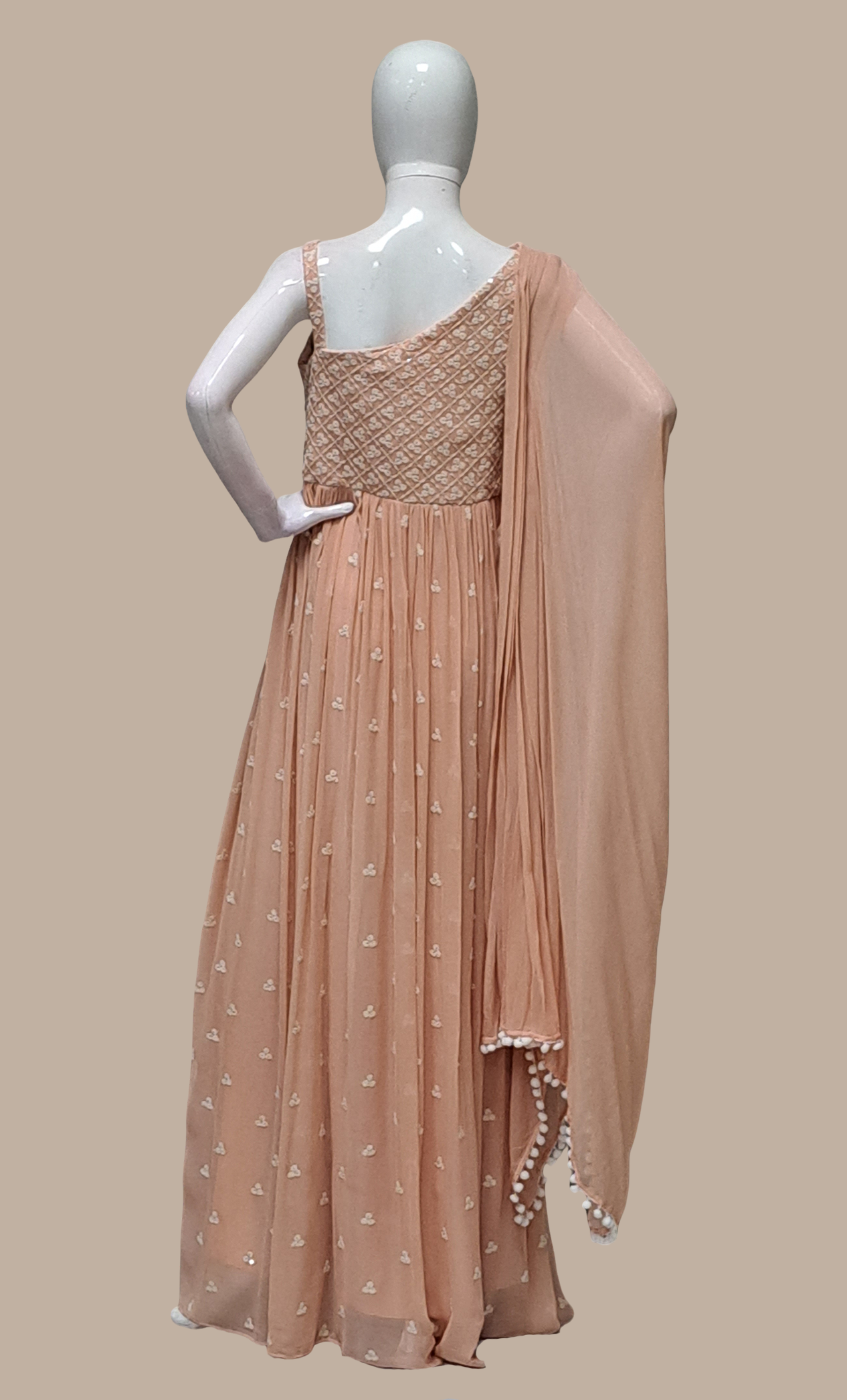 Nude Peach Embroidered Gown