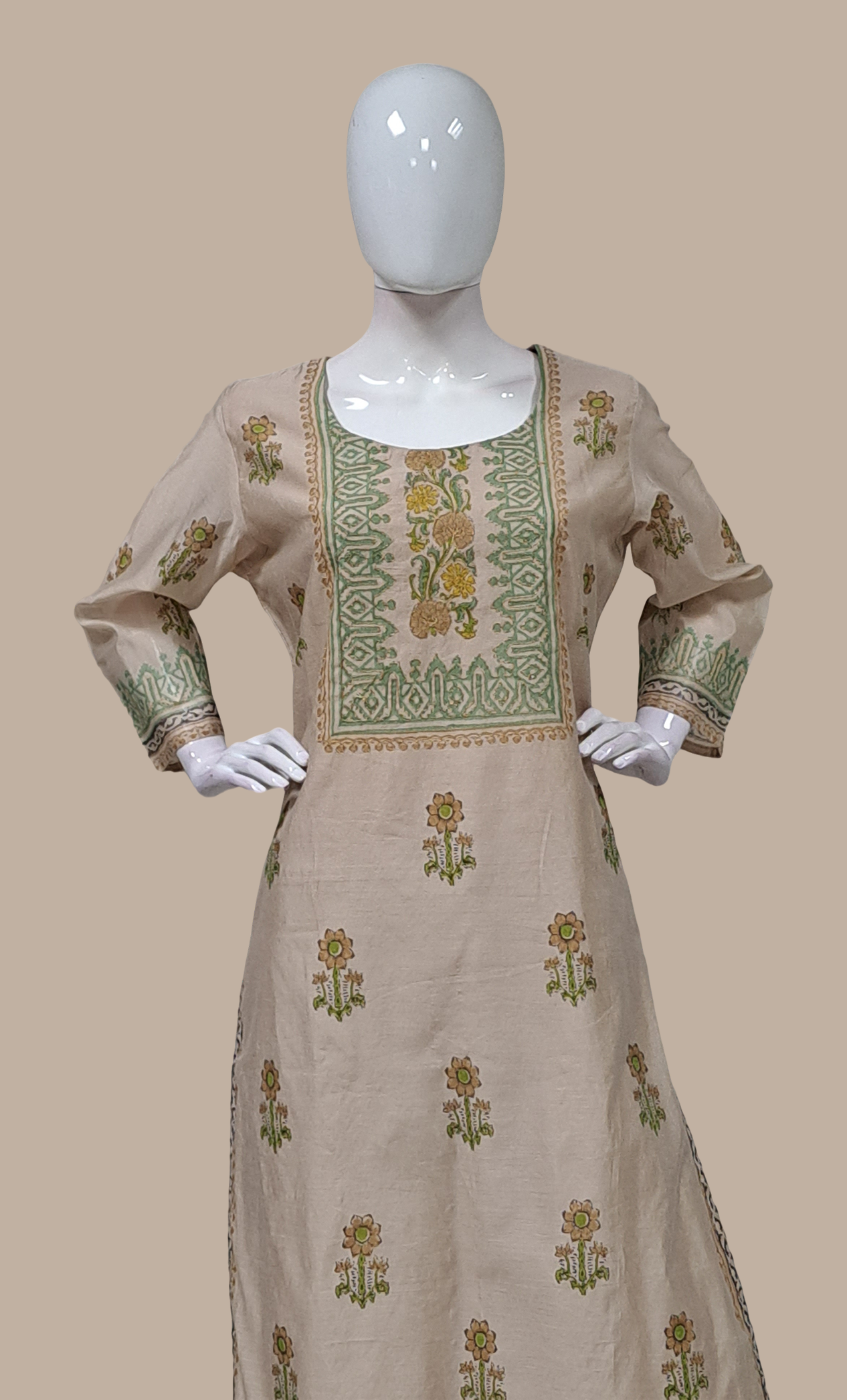 Deep Beige Embroidered Punjabi