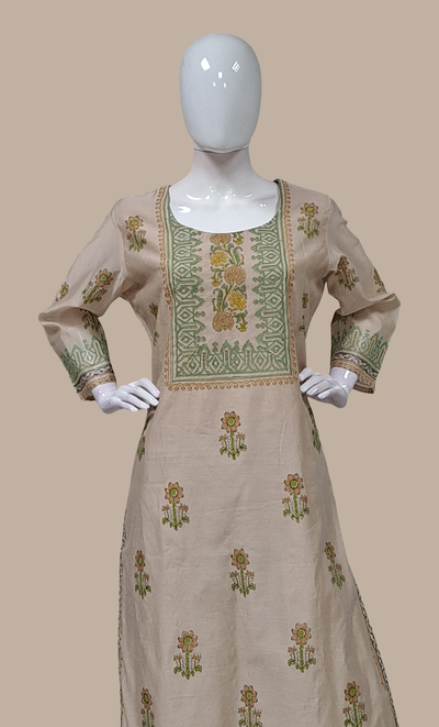 Deep Beige Embroidered Punjabi