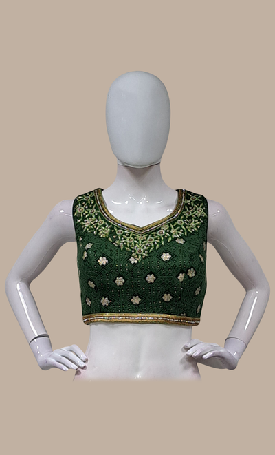 Forest Green Embroidered Choli Set