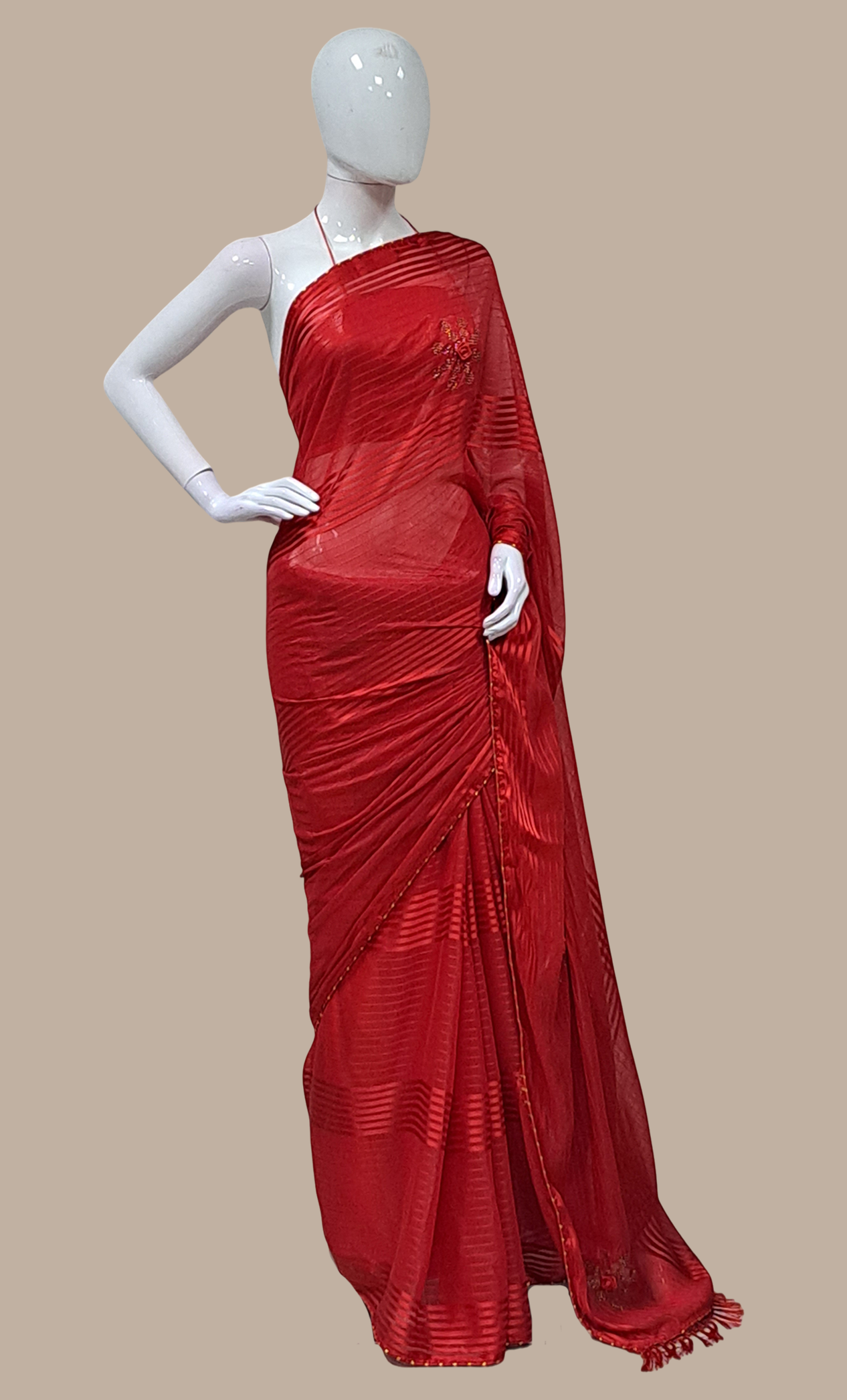 Red Embroidered Sari