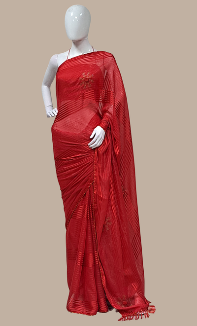 Red Embroidered Sari