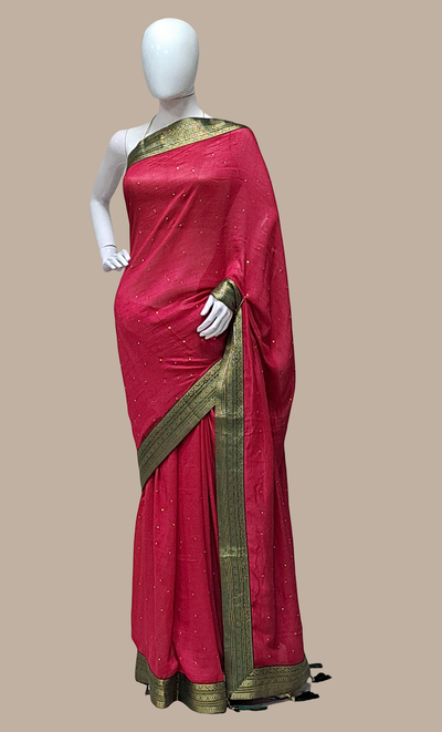 Magenta Embroidered Sari