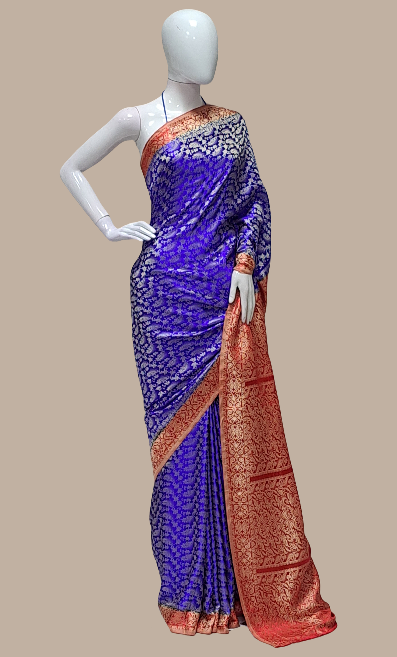 Royal Blue Woven Sari