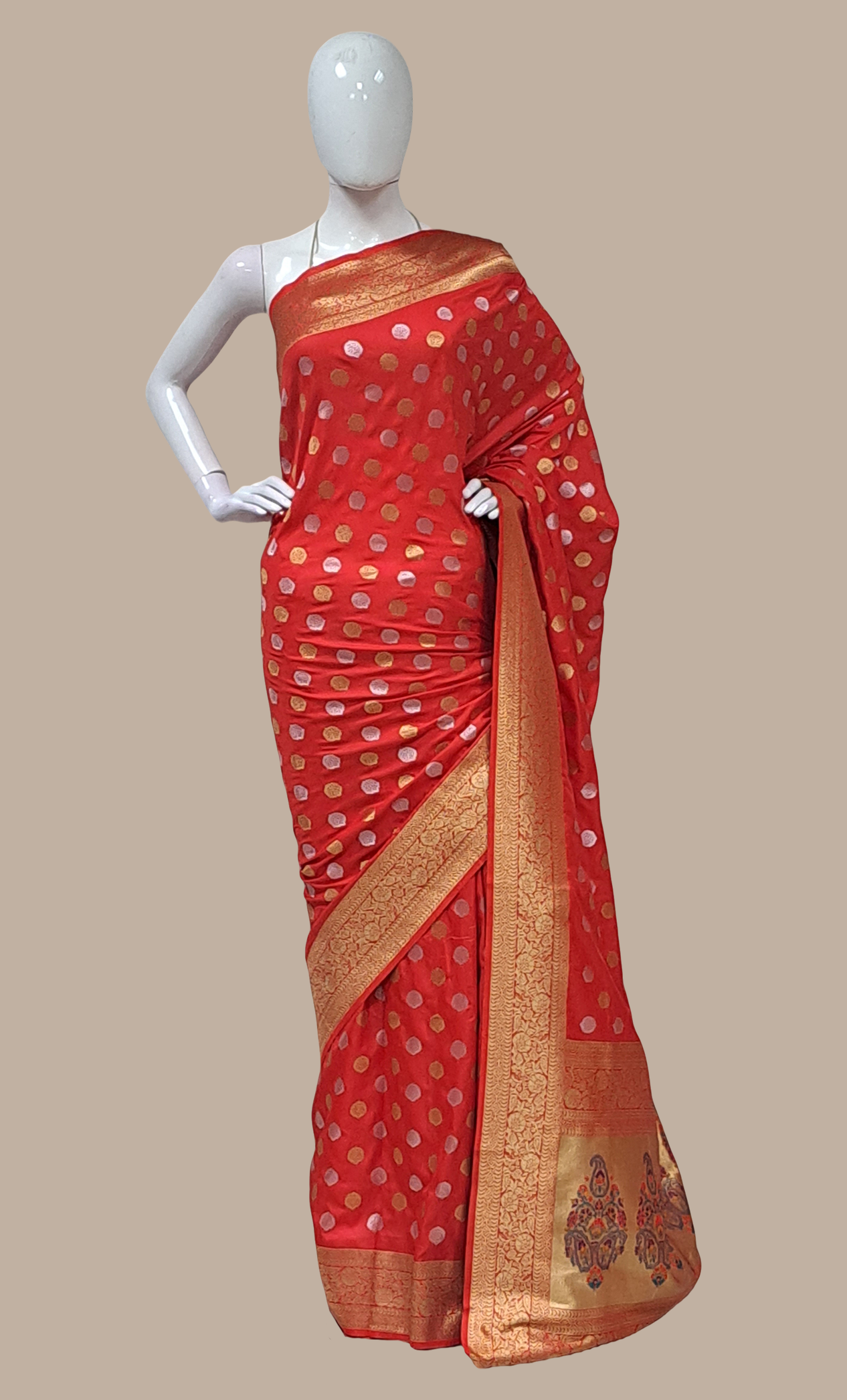 Rose Red Woven Art Silk Sari