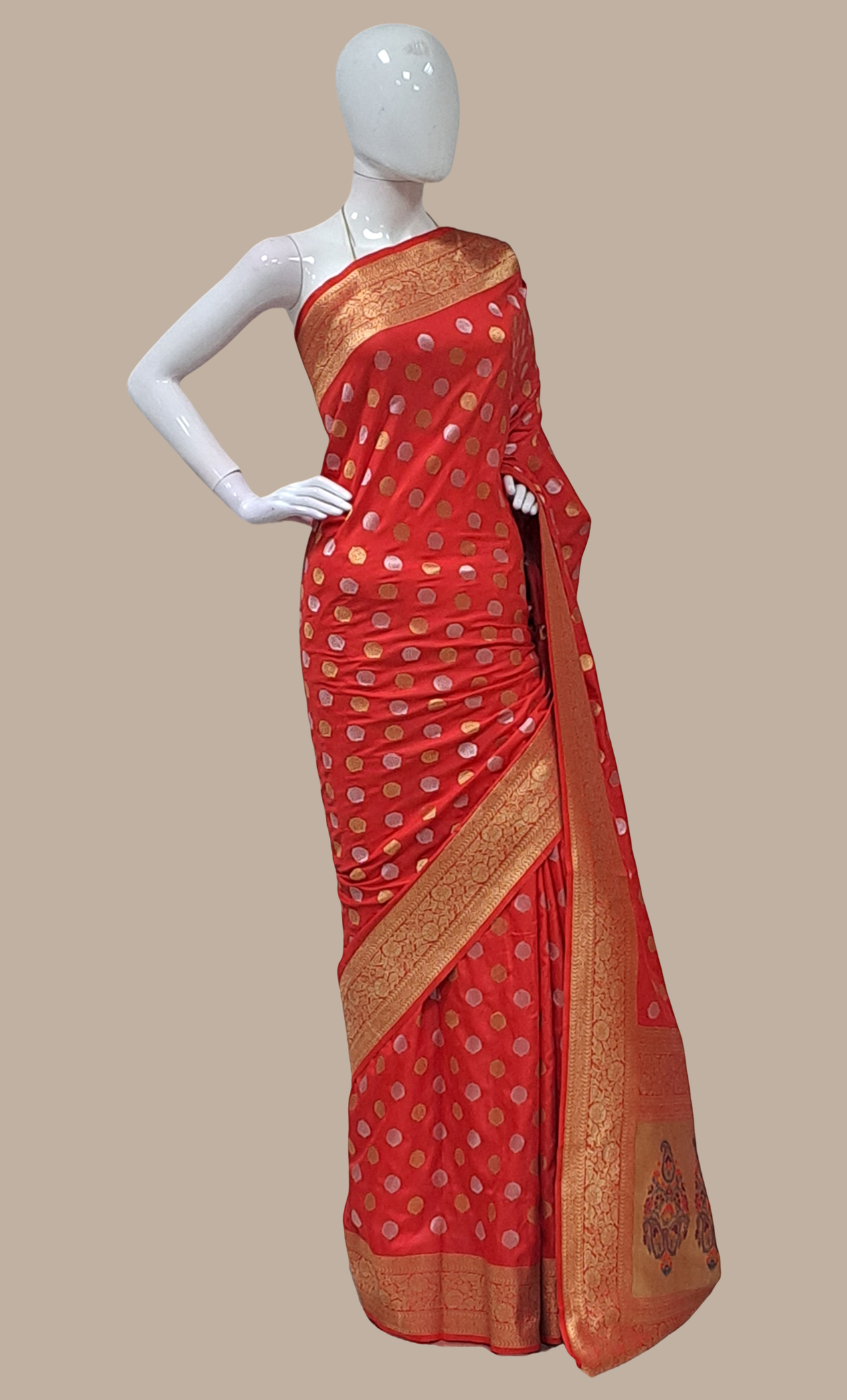 Rose Red Woven Art Silk Sari