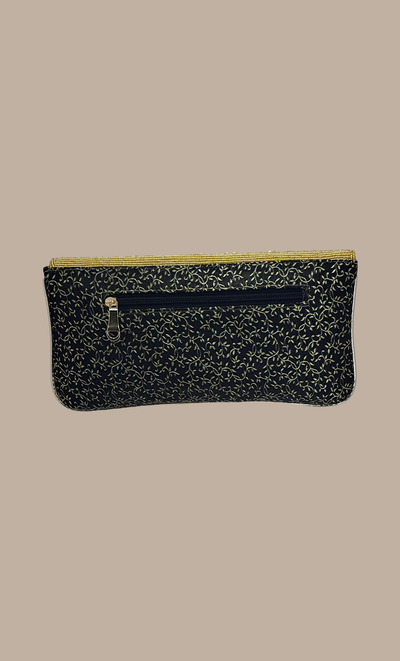 Black Stone Work Embroidered Clutch