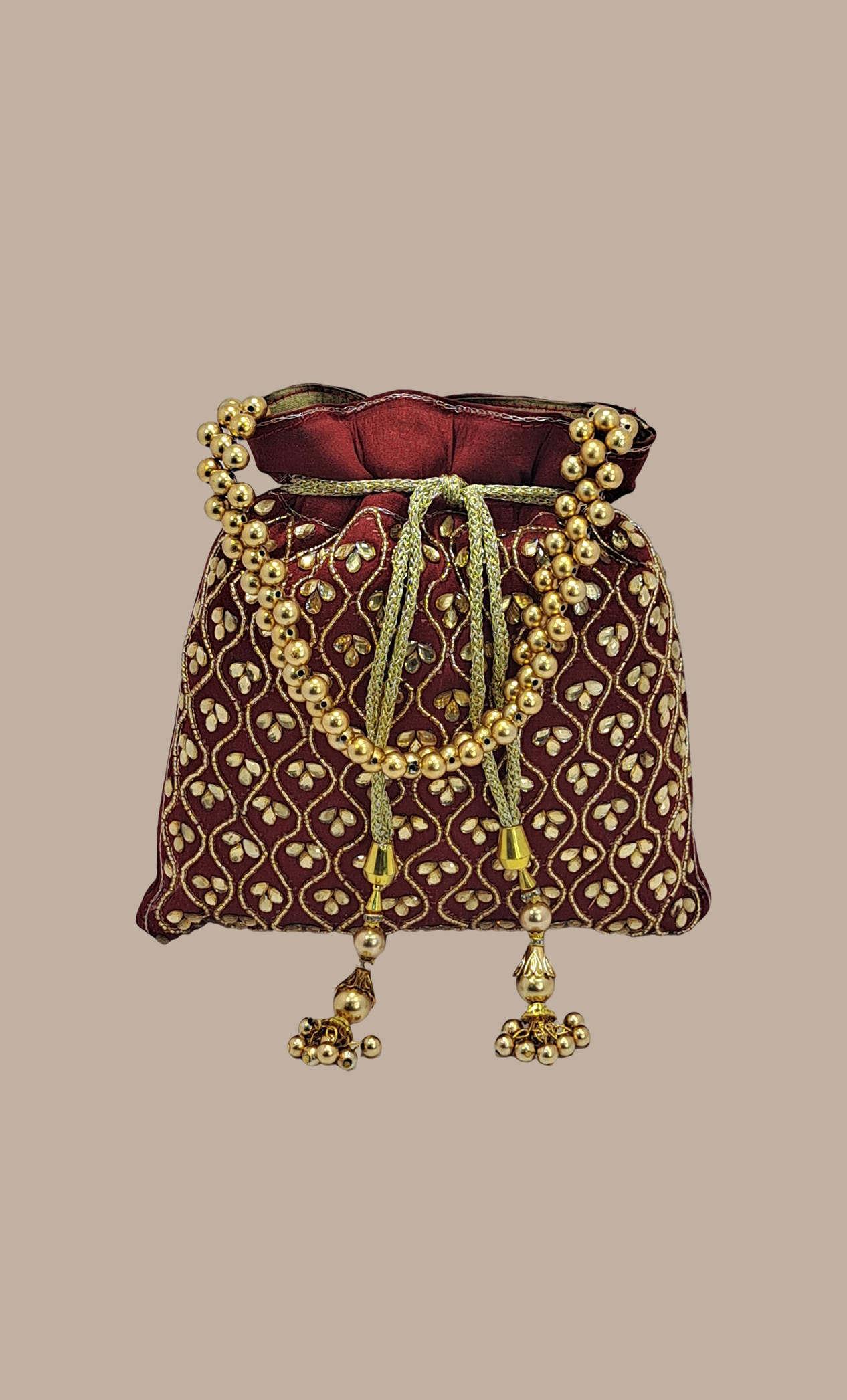 Maroon Embroidered Pouch Bag